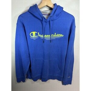 Champion Hoodie Sweatshirt Men’s Medium Water Ripple Logo Blue Pullover